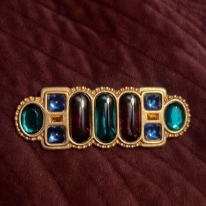 YSL signed 80’s vintage jewel tone brooch